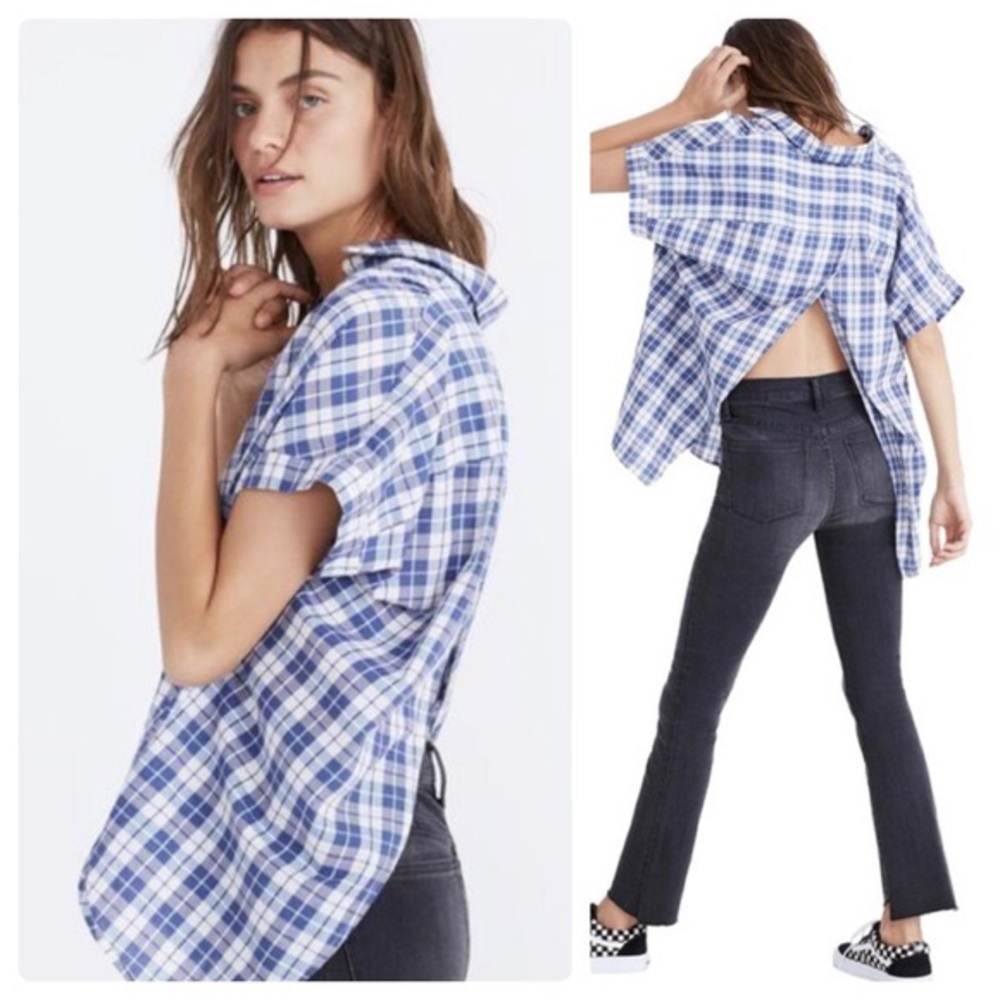 MADEWELL | Shortsleeve Button Down Flannel Top